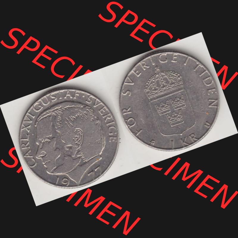 Münzen Schweden Umlaufmünze 1976-1981, 1 Krone 1977, Bild mit Vollansicht als Bildmaterial Sammlung