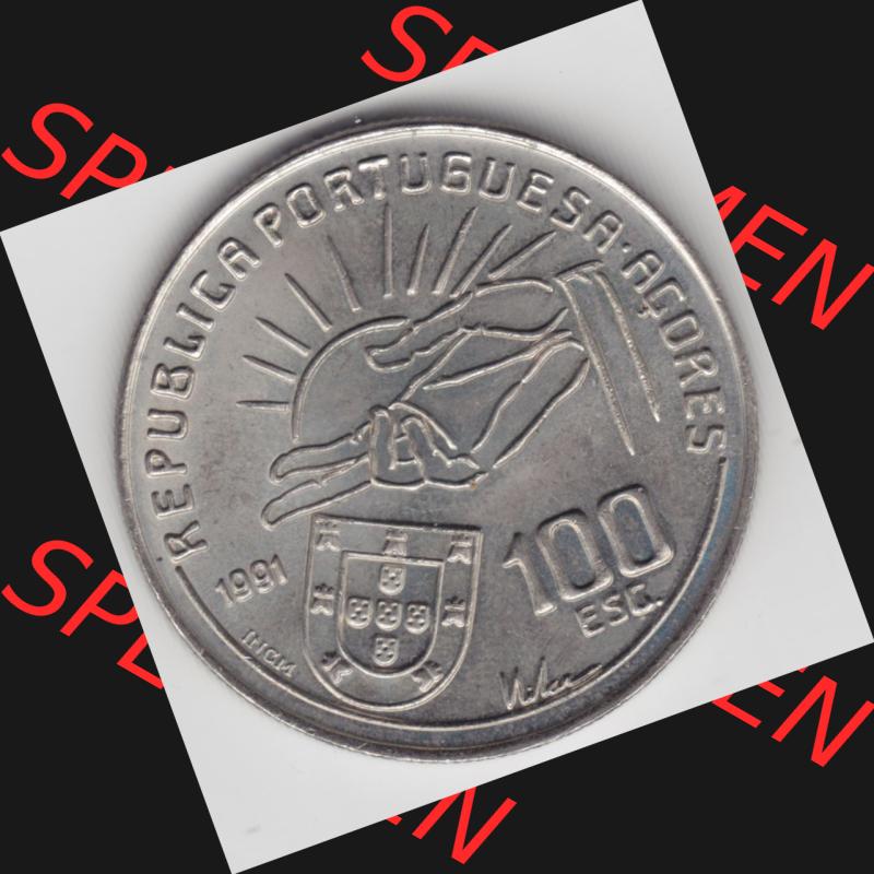 Münzen Portugal Gedenkmünze 1991-1991, 100 Escudos Antero de Quental, 1842-1891. Vorderseite der Gedenkmünze aus Portugal zum katalogisieren im Münzen-Katalog und... Sammlung