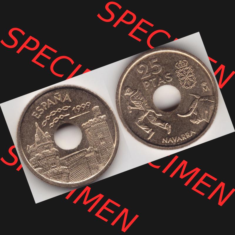 Münzen Spanien Umlaufmünze 1999-1999, 25 PTAS, Peseten 1999, Bild mit Vollansicht als Bildmaterial Sammlung