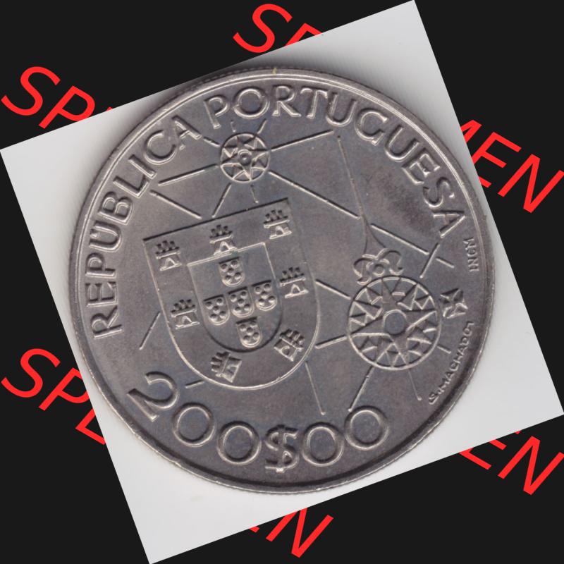 Münzen Portugal Gedenkmünze 1992-1992, 200 Escudos, America 1492-1992, Novomundo, Xpo Perens. Vorderseite der Gedenkmünze aus Portugal zum katalogisieren im... Sammlung