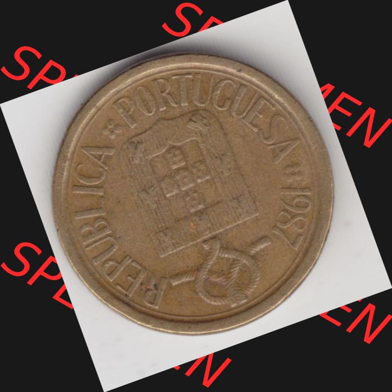 Münzen Portugal Umlaufmünze 1986-2001, 10 Escudos 1987. Rückseite der portugiesischen Umlaufmünze aus Portugal vor der Euro-Einführung in Portugal zum katalogisieren... Sammlung