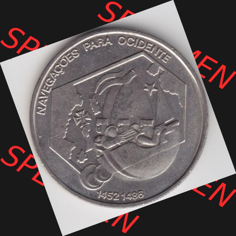 Münzen Portugal Gedenkmünze 1992-1992 200 Escudo, Navegagoes Para Ocidente 1452-1486. Rückseite der portugiesischen Gedenkmünze aus Portugal vor der Euro-Einführung... Sammlung