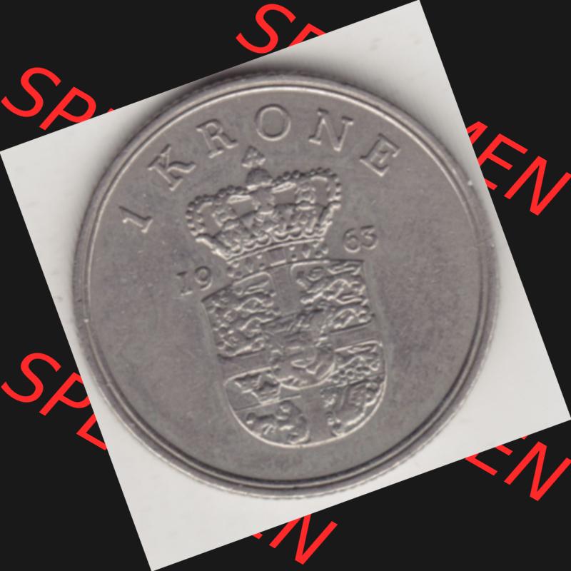 Münzen Dänemark Umlaufmünze 1960-1972, 1 Krone 1963, König Frederick IX. Rückseite der alten dänischen Umlaufmünze aus Dänemark zum katalogisieren... Sammlung