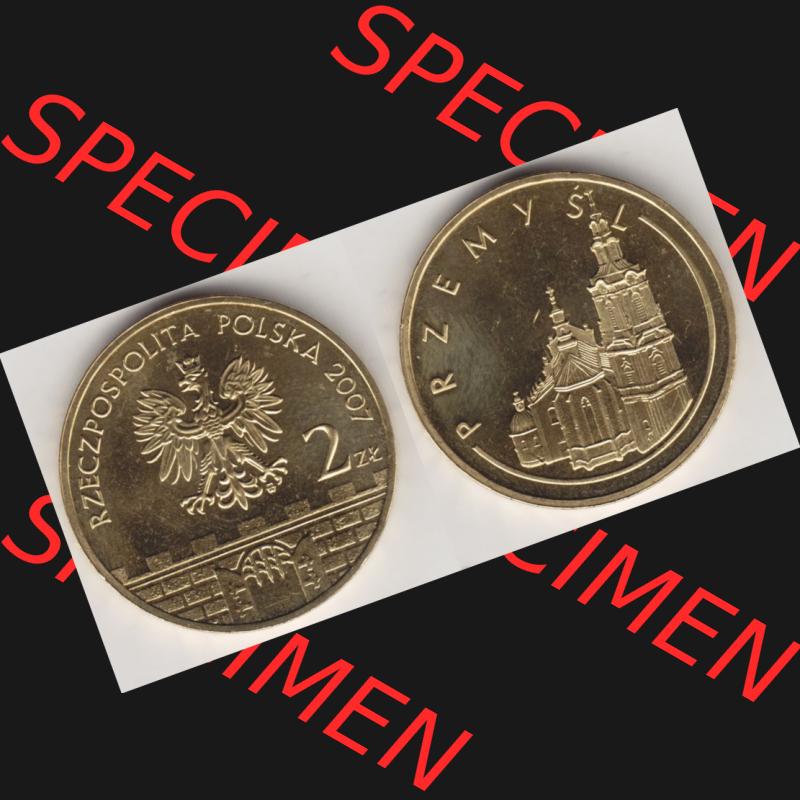 Münzen Polen Gedenkmünze 2007-2007, 2 Zloty, Historische Städte in Polen - Przemysl, Bild mit Vollansicht als Bildmaterial Sammlung