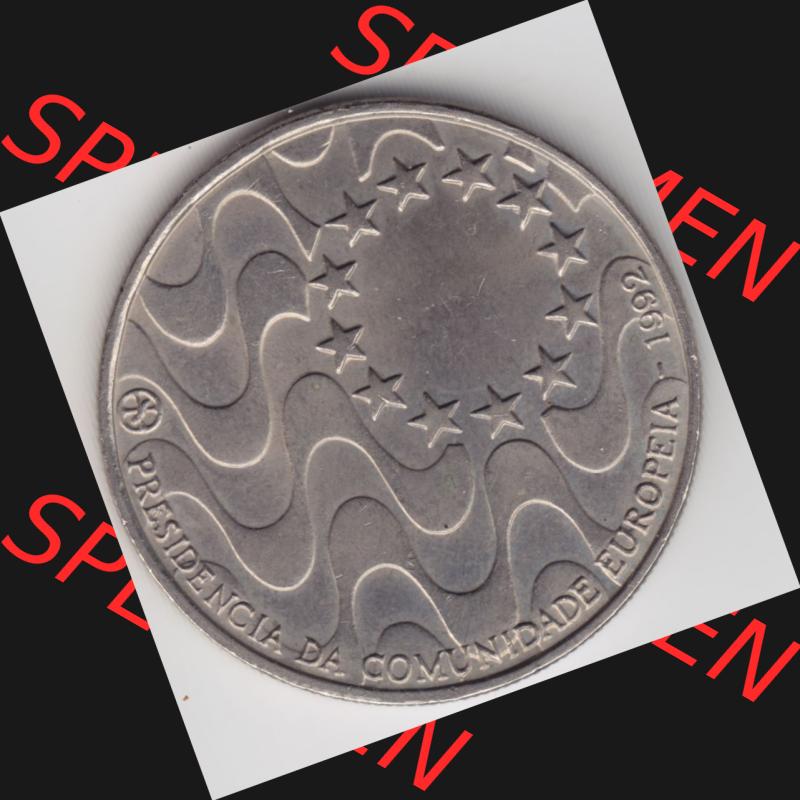 Münzen Portugal Gedenkmünze 1992-1992, 200 Escudos, Presidencia da Comunidade Europeia. Rückseite der portugiesischen Gedenkmünze aus Portugal vor der Euro-Einführung... Sammlung