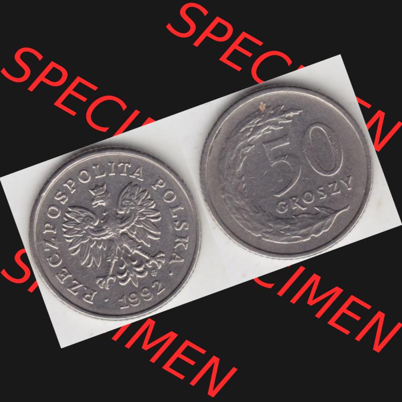 Münzen Polen Umlaufmünze 1990-2016, 50 Groszy 1992, Bild mit Vollansicht als Bildmaterial Sammlung