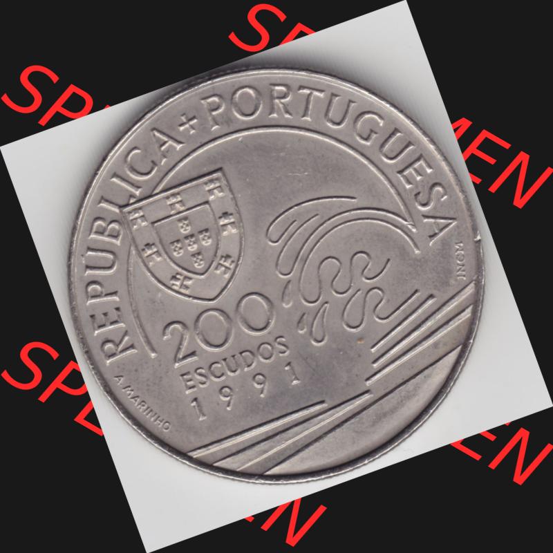 Münzen Portugal Gedenkmünze 1991-1991, 200 Escudos, Colombo E Portugal 1476-1485. Vorderseite der Gedenkmünze aus Portugal zum katalogisieren im Münzen-Katalog und... Sammlung