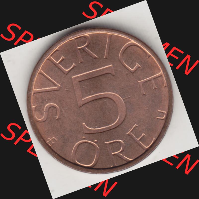 Münzen Schweden Umlaufmünze 1976-1984, 5 Öre 1981, Bild mit Rückseite der Münze als Bildmaterial Sammlung