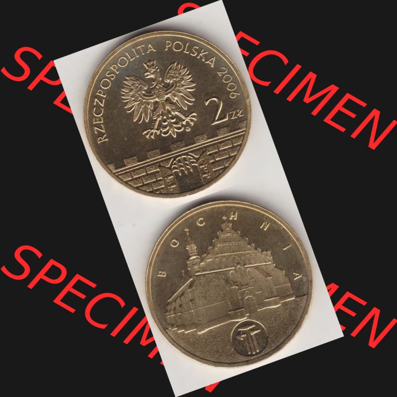 Münzen Polen Gedenkmünze 2006-2006, 2 Zloty, Historische Städte in Polen - Salzberg, Münzseiten Untereinander als Bildmaterial Sammlung