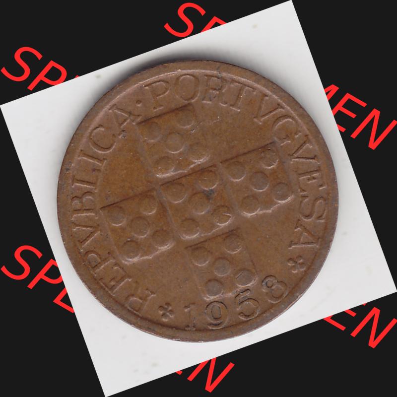 Münzen Portugal Umlaufmünze 1942-1969, 10 Centavos 1958. Rückseite der portugiesischen Umlaufmünze aus Portugal vor der Euro-Einführung in Portugal zum katalogisieren... Sammlung
