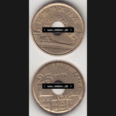 Münzen Spanien Umlaufmünze 1993-1993, 25 PTAS - Peseten 1993, Münze aus Spanien, Umlaufmünze / aus Zahlungsverkehr mit Münzseiten Vertikal / Untereinander... Sammlung