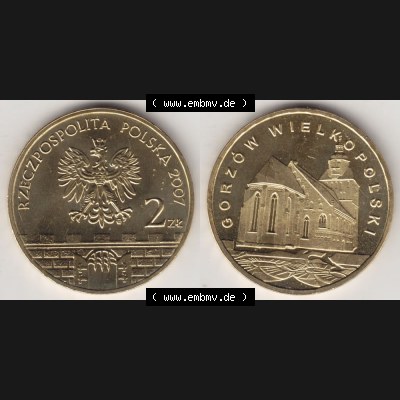 Münzen Polen Gedenkmünze 2007-2007, 2 Zloty, Historische Städte in Polen - Landsberg an der Warthe, Bild mit Vollansicht als Bildmaterial Sammlung