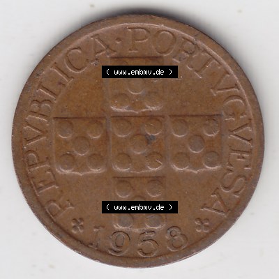Münzen Portugal Umlaufmünze 1942-1969, 10 Centavos 1958. Rückseite der portugiesischen Umlaufmünze aus Portugal vor der Euro-Einführung in Portugal zum katalogisieren... Sammlung