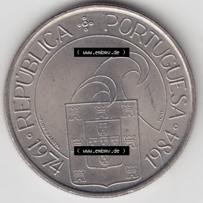 Münzen Portugal Gedenkmünze 1984-1984, 25 Escudos Democracia Liberdade, Abril 1984, Demokratie und Freiheit . Vorderseite der Gedenkmünze aus Portugal zum katalogisieren... Sammlung