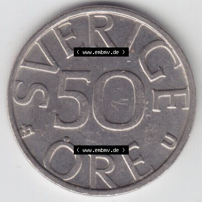Münzen Schweden Umlaufmünze 1976-1991, 50 Öre 1985, Bild mit Rückseite der Münze als Bildmaterial Sammlung