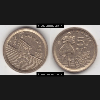 Münzen Spanien Umlaufmünze 1996-1996, 5 Peseten 1996, Bild mit Vollansicht als Bildmaterial Sammlung