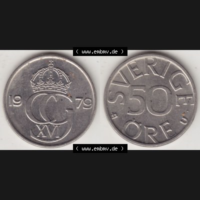 Münzen Schweden Umlaufmünze 1976-1991, 50 Öre 1979, Bild mit Vollansicht als Bildmaterial Sammlung