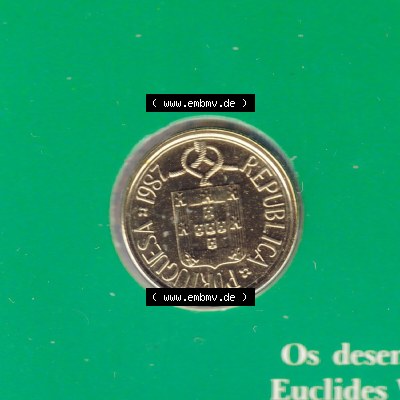 Münzen Portugal KMS Umlaufmünze 1987, 1 Escudo. Rückseite der portugiesischen Umlaufmünze aus Portugal vor der Euro-Einführung in Portugal zum katalogisieren im portugiesischen... Sammlung