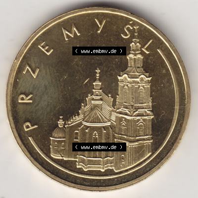 Münzen Polen Gedenkmünze 2007-2007, 2 Zloty, Historische Städte in Polen - Przemysl, Bild mit Rückseite der Münze als Bildmaterial Sammlung
