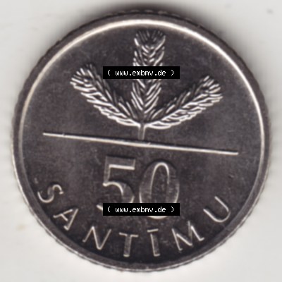 Münzen Lettland Umlaufmünze 1992-2009, 50 Santimu 2007, Bild mit Rückseite der Münze als Bildmaterial Sammlung
