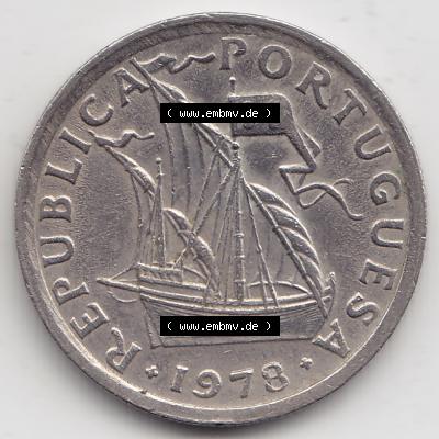 Münzen Portugal Umlaufmünze 1963-1985, 2,50 Escudos 1978. Rückseite der portugiesischen Umlaufmünze aus Portugal vor der Euro-Einführung in Portugal zum katalogisieren... Sammlung