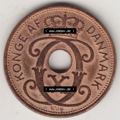 Münzen Dänemark Umlaufmünze 1926-1940, 2 Öre 1937. Vorderseite der alten dänischen Umlaufmünze aus Dänemark zum katalogisieren und verwalten im Münzen-Katalog... Sammlung