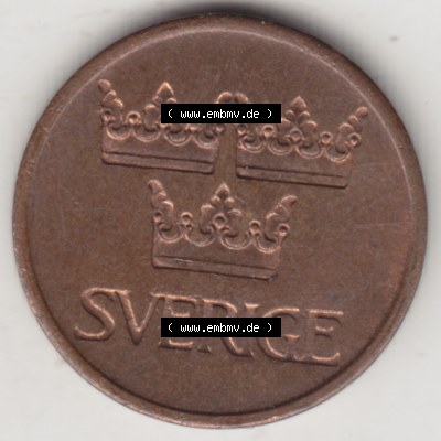 Münzen Schweden Umlaufmünze 1972-1973, 5 Öre 1972, Bild mit Vorderseite der Münze als Bildmaterial Sammlung