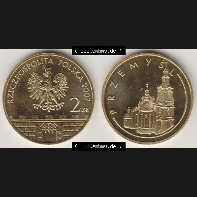 Münzen Polen Gedenkmünze 2007-2007, 2 Zloty, Historische Städte in Polen - Przemysl, Bild mit Vollansicht als Bildmaterial Sammlung