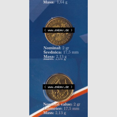 Münzen Polen KMS Umlaufmünze 2004, 2 Groszy, Münzseiten Untereinander als Bildmaterial Sammlung