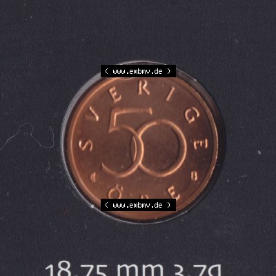 Münzen Schweden Umlaufmünze 1992-2009, 50 Öre 2001 KMS, Bild mit Rückseite der Münze als Bildmaterial Sammlung