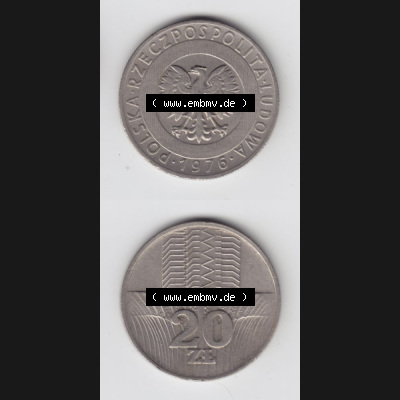 Münzen Polen Gedenkmünze 1973-1976, 20 Zlotych 1976, Münzseiten Untereinander als Bildmaterial Sammlung
