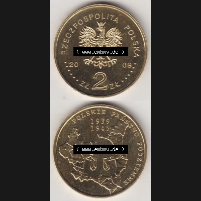 Münzen Polen Gedenkmünze 2009-2009, 2 Zloty, 70. Jahrestag - polnische Untergrundbewegung, Münzseiten Untereinander als Bildmaterial Sammlung