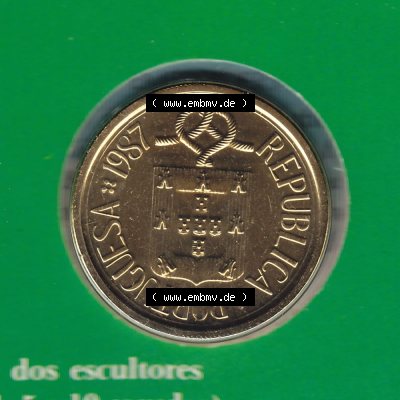 Münzen Portugal KMS Umlaufmünze 1987, 10 Escudo ii. Rückseite der portugiesischen Umlaufmünze aus Portugal vor der Euro-Einführung in Portugal zum katalogisieren im... Sammlung