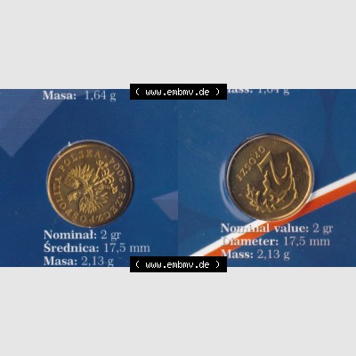 Münzen Polen KMS Umlaufmünze 2004, 2 Groszy, Bild mit Vollansicht als Bildmaterial Sammlung