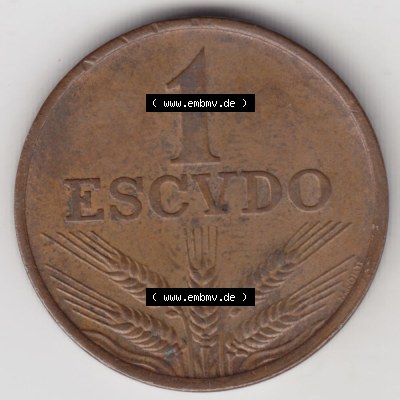 Münzen Portugal Umlaufmünze 1969-1979, 1 Escudo 1975. Vorderseite der Escudo Umlaufmünze aus Portugal vor EInführung der Euromünzen in Portugal zum katalogisieren... Sammlung