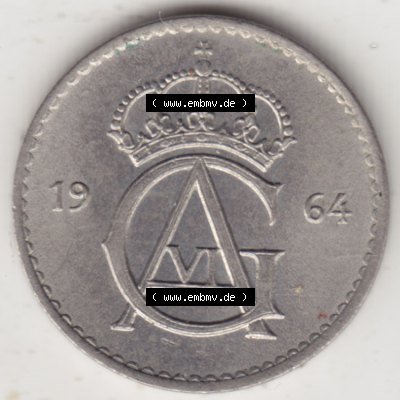 Münzen Schweden Umlaufmünze 1962-1973, 10 Öre 1964. Münzen aus Schweden als Bildmaterial für Sammler und Münzen-Webseiten hier im online Katalog und Datenbank... Sammlung