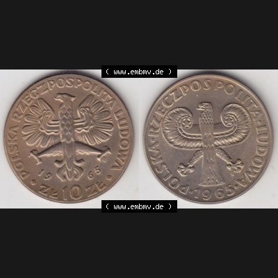 Münzen Polen Gedenkmünze 1965-1965, 10 Zloty 700 Jahre Warschau, Bild mit Vollansicht als Bildmaterial Sammlung