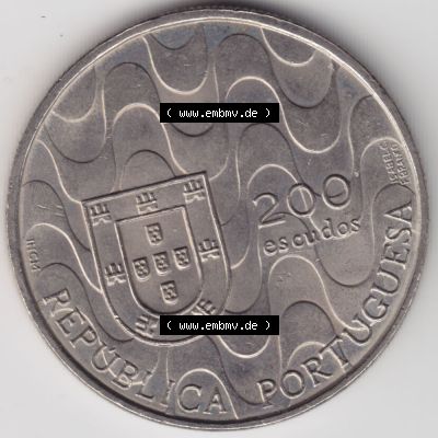 Münzen Portugal Gedenkmünze 1992-1992, 200 Escudos, Presidencia da Comunidade Europeia. Vorderseite der Gedenkmünze aus Portugal zum katalogisieren im Münzen-Katalog... Sammlung