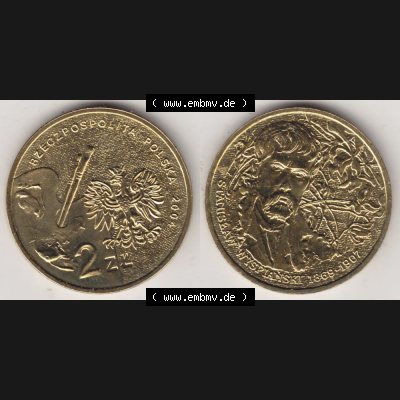 Münzen Polen Gedenkmünze 2004-2004, 2 Zloty, Polnische Maler - Stanislaw Wyspianski, Bild mit Vollansicht als Bildmaterial Sammlung