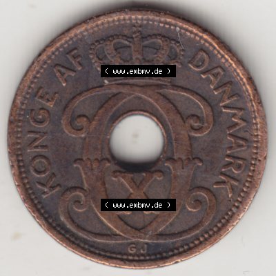 Münzen Dänemark Umlaufmünze 1926-1940, 1 Öre 1936. Vorderseite der alten dänischen Umlaufmünze aus Dänemark zum katalogisieren und verwalten im Münzen-Katalog... Sammlung