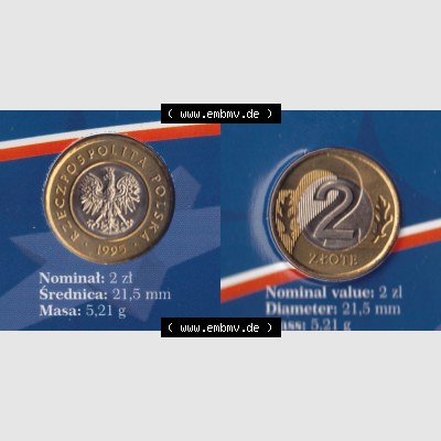 Münzen Polen KMS Umlaufmünze 1995, 2 Zloty, Bild mit Vollansicht als Bildmaterial Sammlung