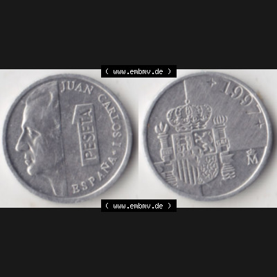 Münzen Spanien Umlaufmünze 1989-2001, 1 Pesete 1997 (3) Sammlung