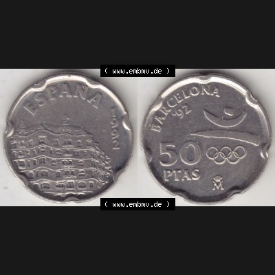 Münzen Spanien Umlaufmünze 1992-1992, 50 PTAS - Peseten 1992, Bild mit Vollansicht als Bildmaterial Sammlung