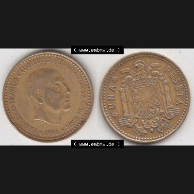 Münzen Spanien Umlaufmünze 1966-1966, 1 Pesete, Bild mit Vollansicht als Bildmaterial Sammlung