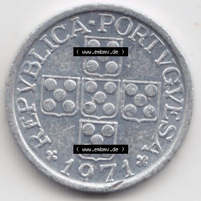 Münzen Portugal Umlaufmünze 1969-1979, 10 Centavos 1971. Rückseite der portugiesischen Umlaufmünze aus Portugal vor der Euro-Einführung in Portugal zum katalogisieren... Sammlung
