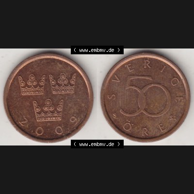 Münzen Schweden Umlaufmünze 1992-2009, 50 Öre 2009, Bild mit Vollansicht als Bildmaterial Sammlung