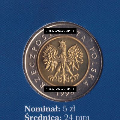Münzen Polen KMS Umlaufmünze 1996, 5 Zloty (1) Sammlung