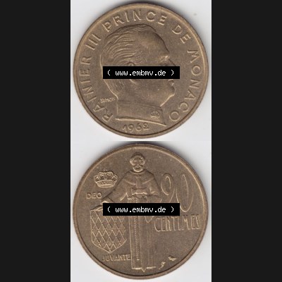 Münzen Monaco Umlaufmünze 1962-1995, 20 Centimes 1962, Münzseiten Untereinander als Bildmaterial Sammlung