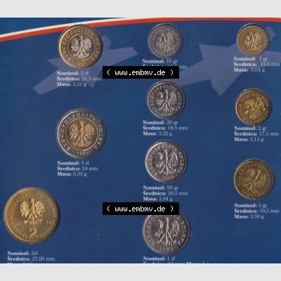 Münzen Polen KMS Umlaufmünze 1995, 1996, 2004 KMS, Münzsatz, Kursmünzensatz (2) Sammlung