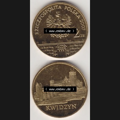 Münzen Polen Gedenkmünze 2007-2007, 2 Zloty, Historische Städte in Polen - Marienwerder, Münzseiten Untereinander als Bildmaterial Sammlung